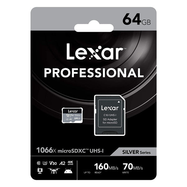 Lexar MicroSD 64GB UHS-I U3 V30 A2 R160MB/S W70MB/S Lexar MicroSD 64GB UHS-I U3 V30 A2 R160MB/S W70MB/S